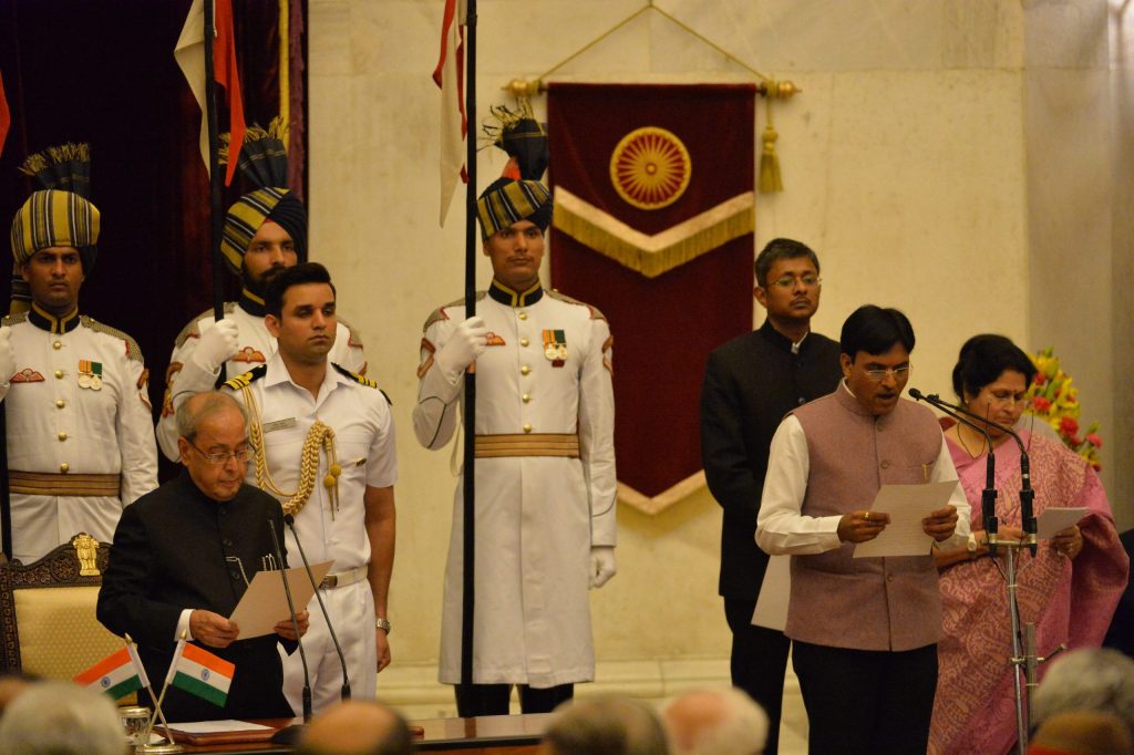 Sports Minister Mansukh Mandaviya speaking at an official ceremony