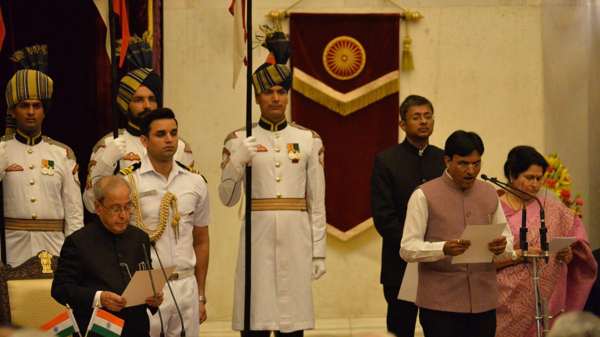 Sports Minister Mansukh Mandaviya speaking at an official ceremony