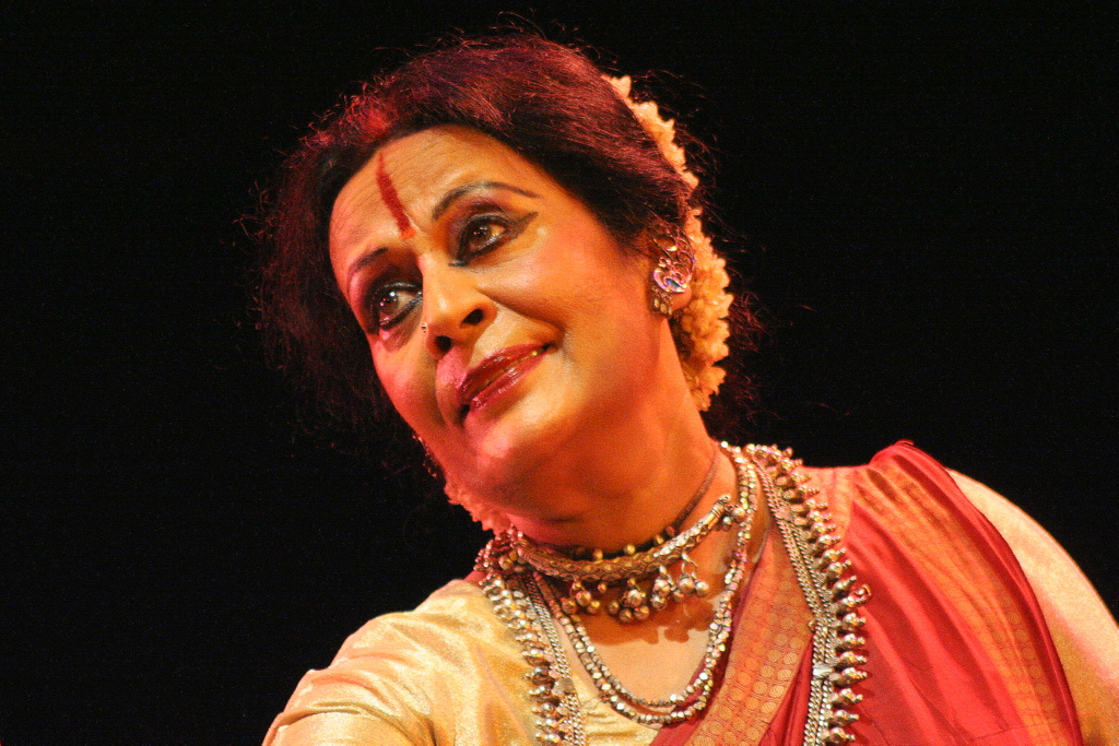 Sonal Mansingh in dance costume performing on stage