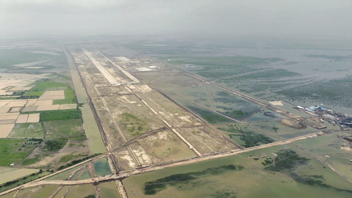 Construction work at Dholera International Airport in the Dholera special investment region