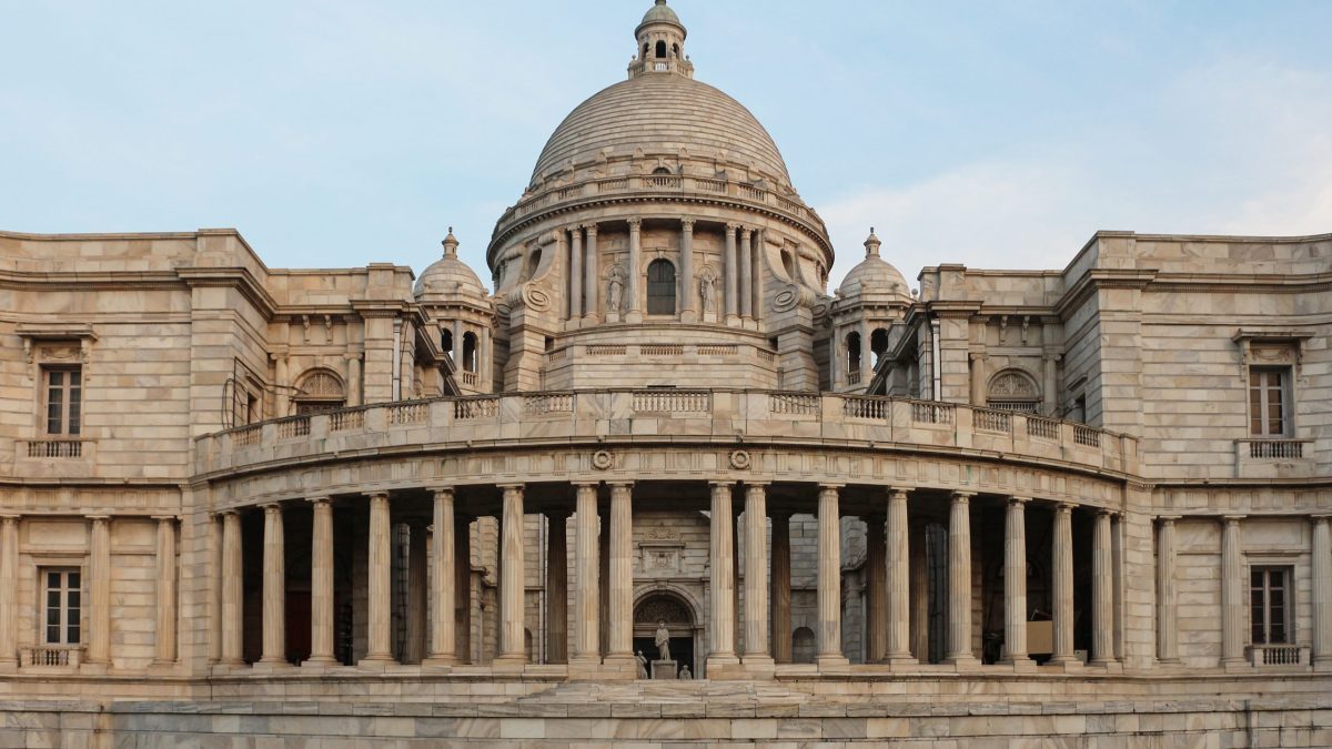 The west facade of the Victoria Memorial in Kolkata