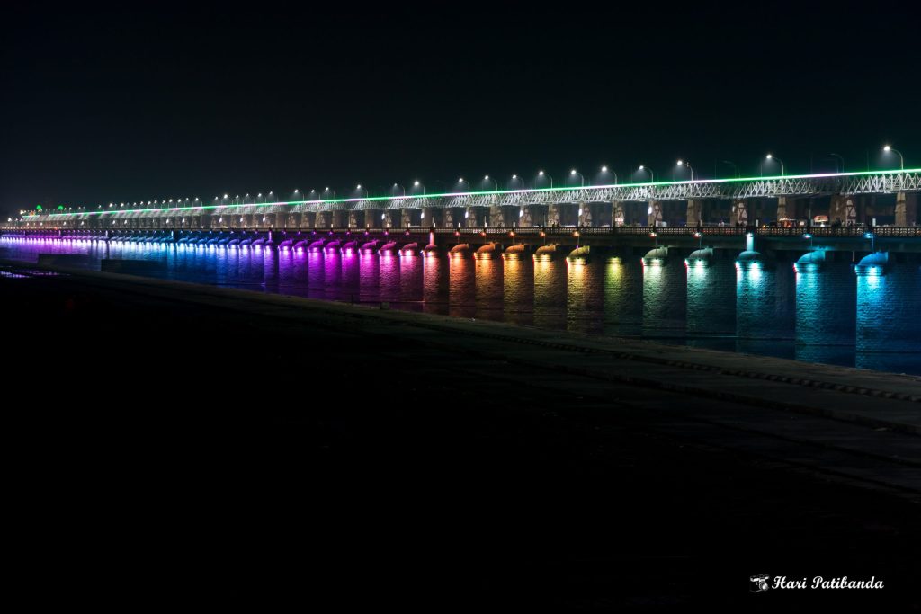Prakasam Barrage across the Krishna River at Vijayawada
