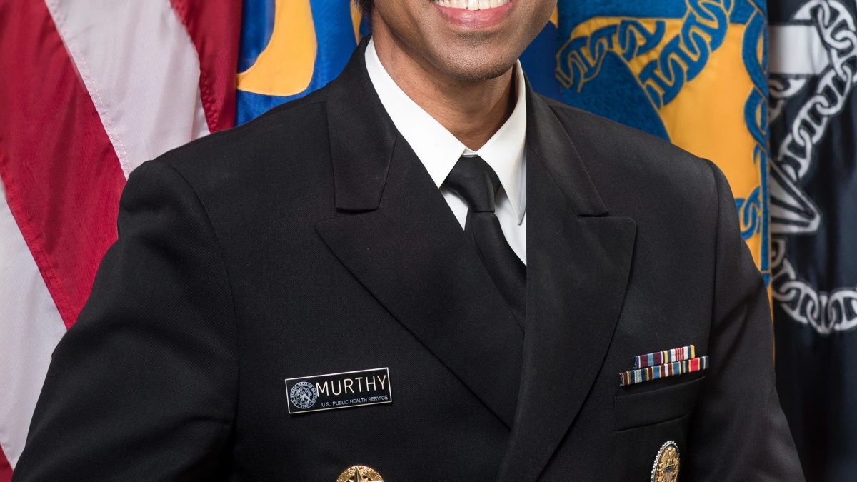 Official portrait of Vivek Murthy in the uniform of the US Public Health Service