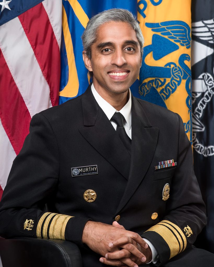 Official portrait of Vivek Murthy in the uniform of the US Public Health Service