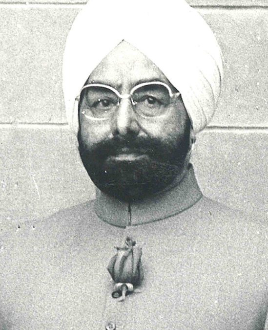 Official portrait of Giani Zail Singh in a white turban