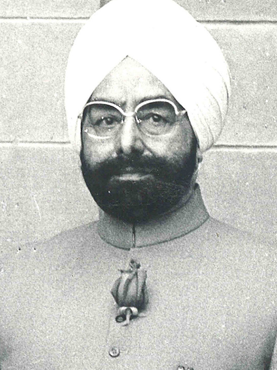 Official portrait of Giani Zail Singh in a white turban